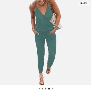 NWT PrettyGarden V-Neck Sleeveless Elastic Waist Jumpsuit Joggers Romper size M